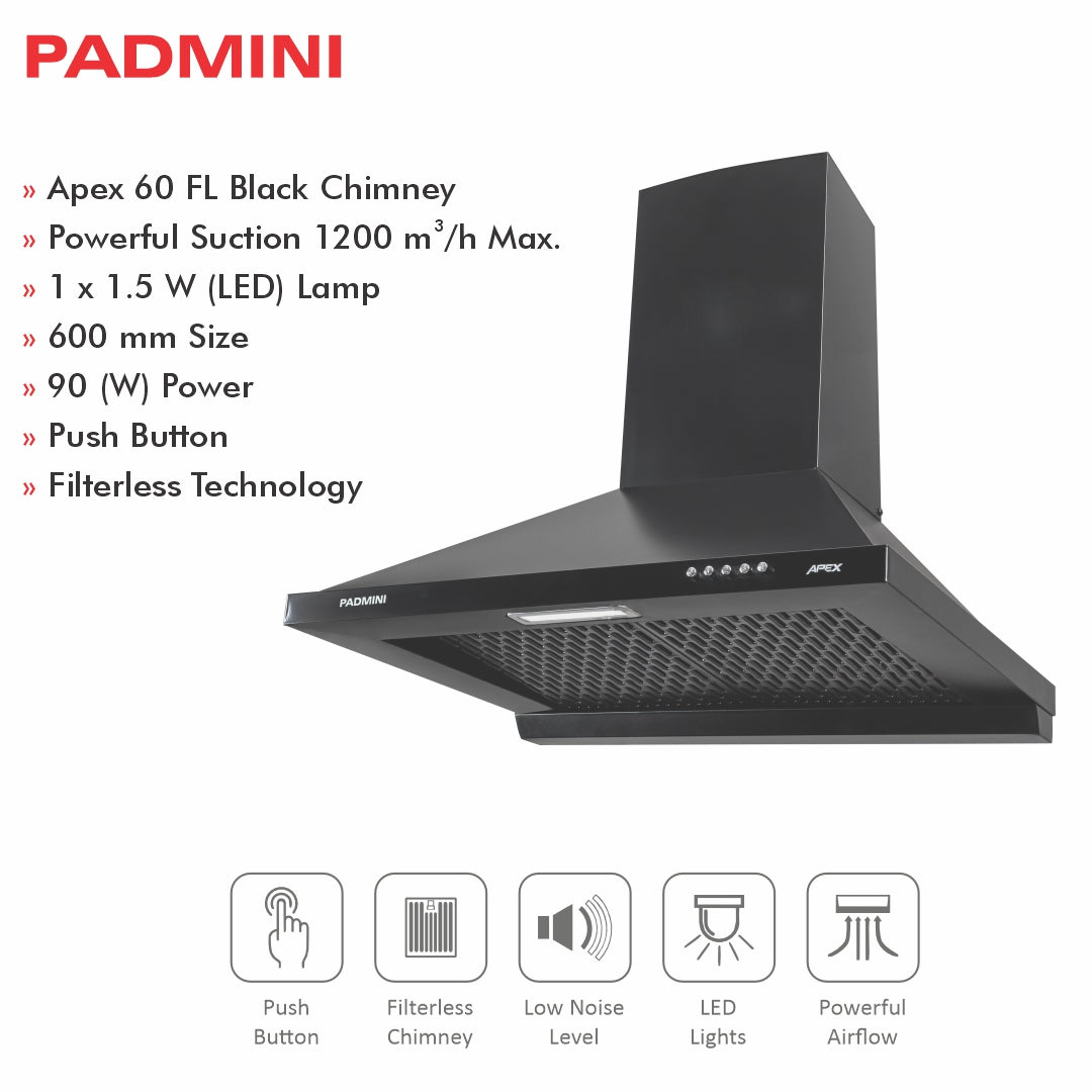 PADMINI Electric Chimney Apex 60 FL (FILTERLESS)