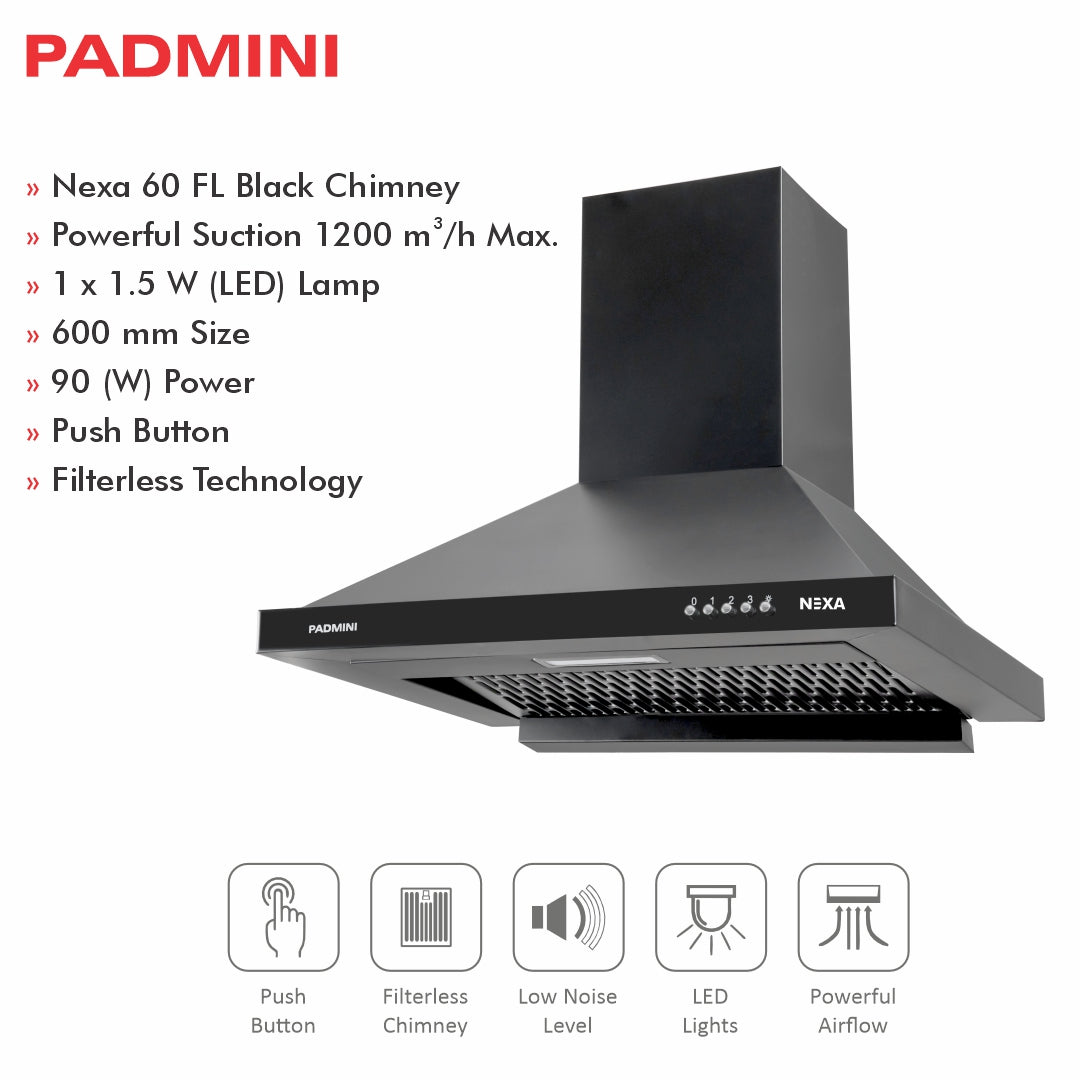 PADMINI Electric Chimney Nexa 60 FL (FILTERLESS)