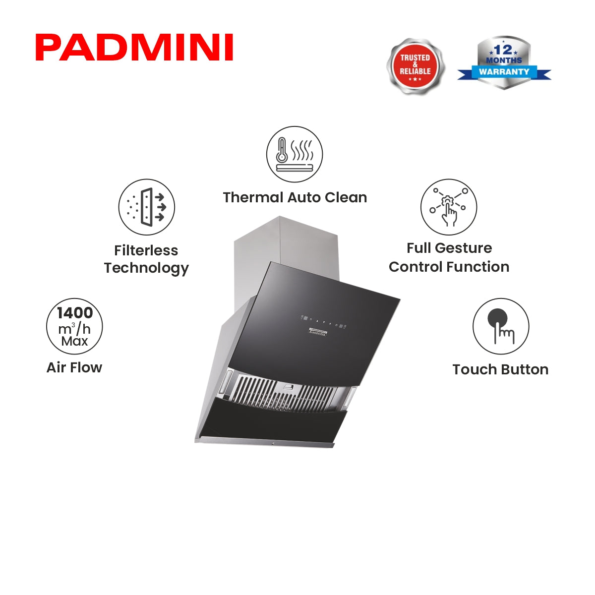 PADMINI Electric Chimney Glanza 60