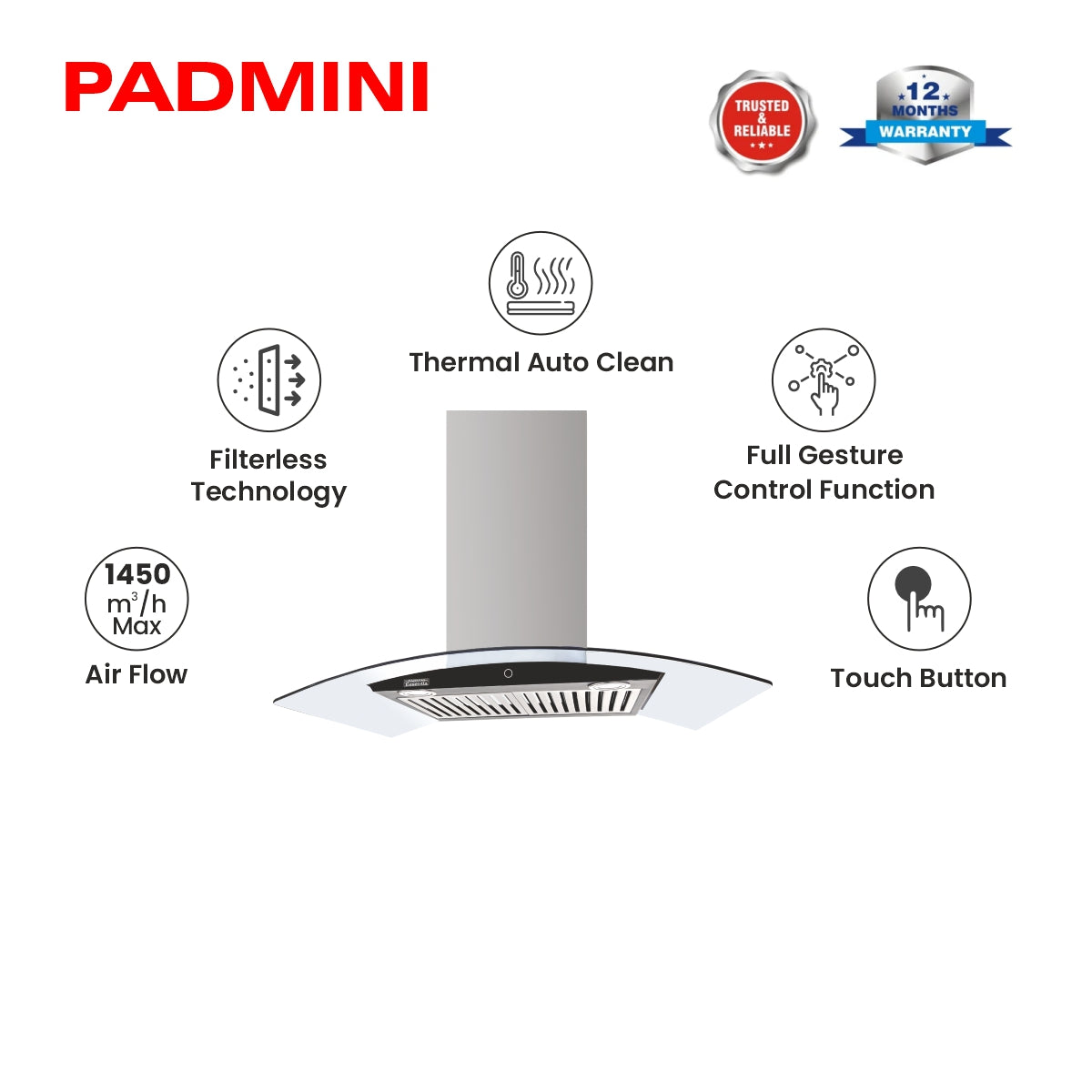 PADMINI Electric Chimney Island 90