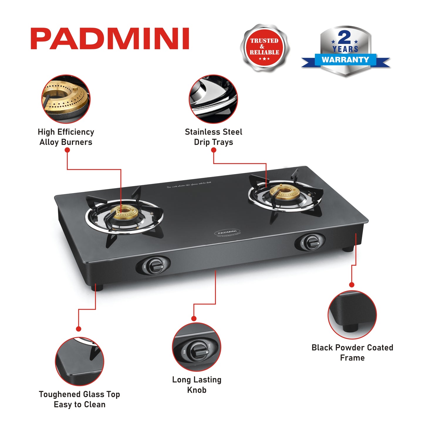 PADMINI 2 Burner 2GT Shine - PADMINI APPLIANCES