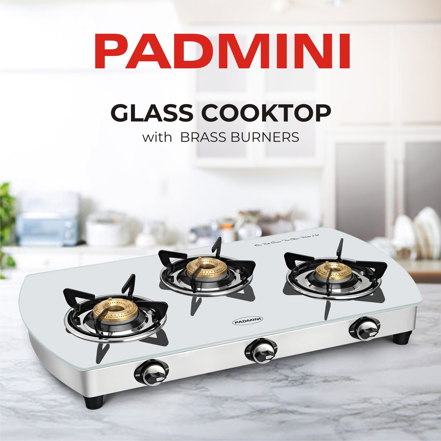 PADMINI 3 Burner 3GT White Curve - PADMINI APPLIANCES