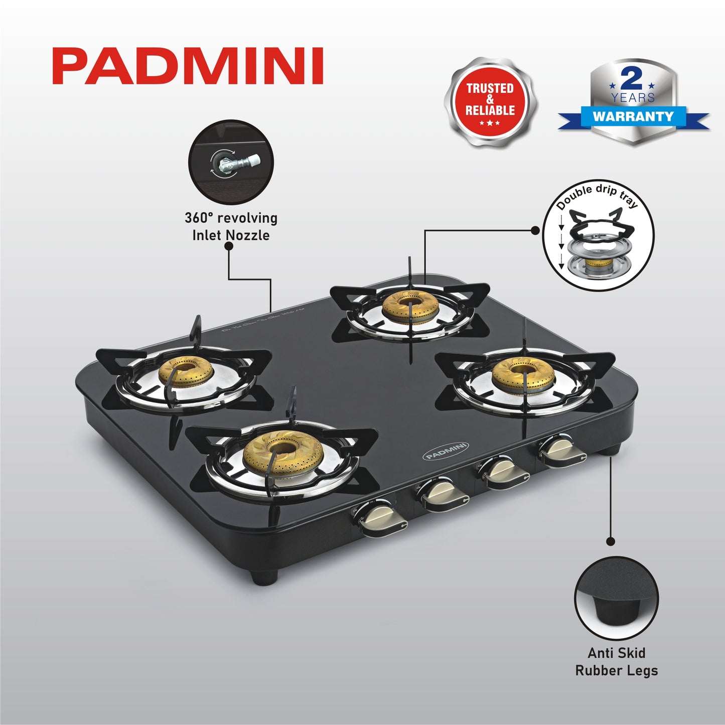 PADMINI 4 Burner Cooktop 4GT Grand - PADMINI APPLIANCES