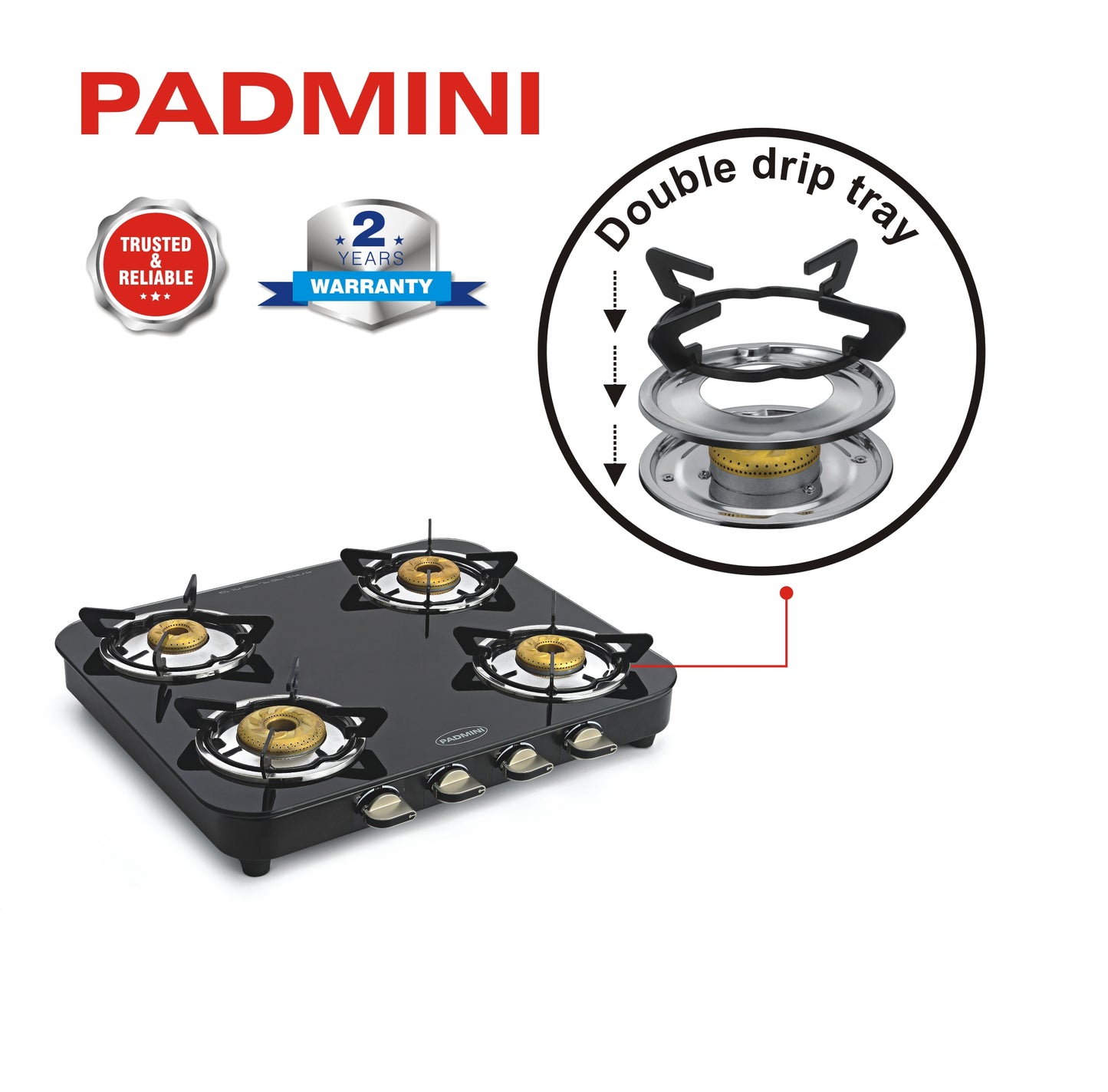 PADMINI 4 Burner Cooktop 4GT Grand - PADMINI APPLIANCES