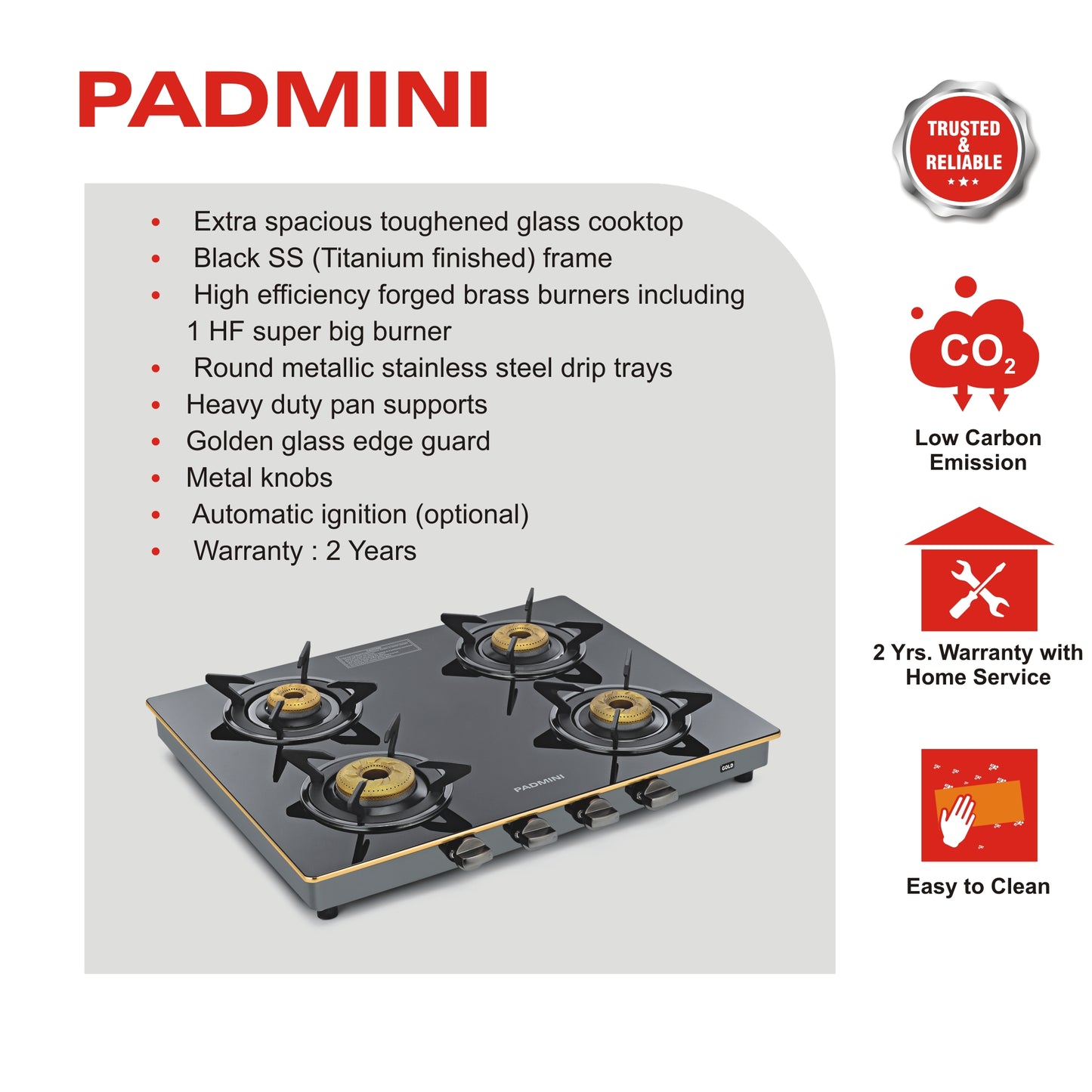 4 Burner Cooktop 4GT Gold