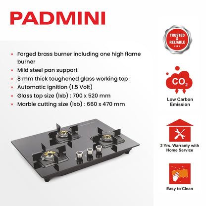 PADMINI Gas Hob 304 GL IB HF