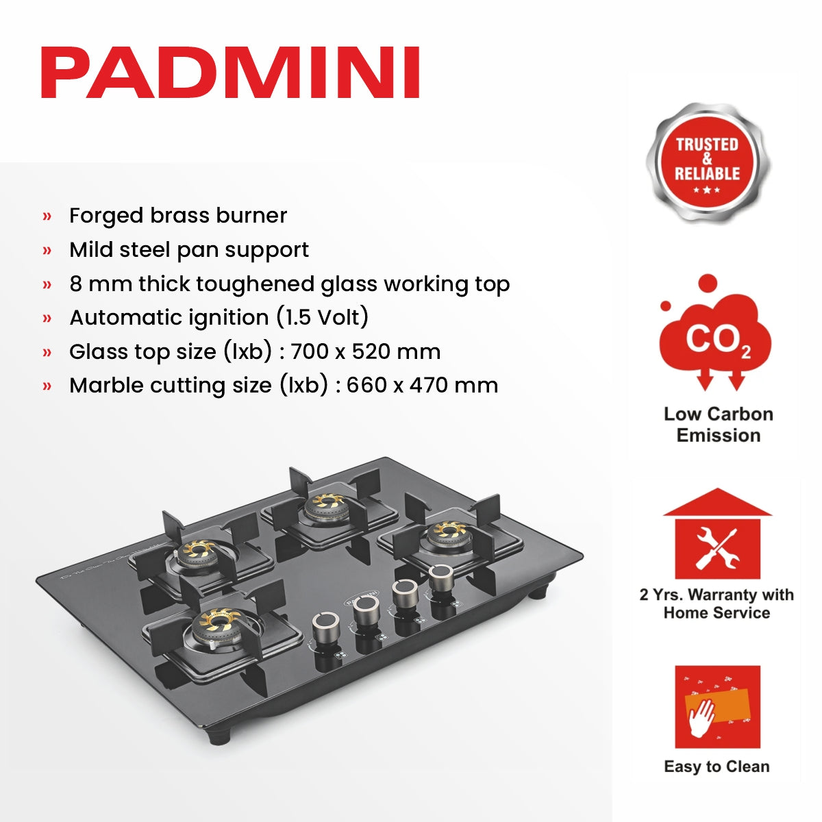 PADMINI Gas Hob 410 GL IB