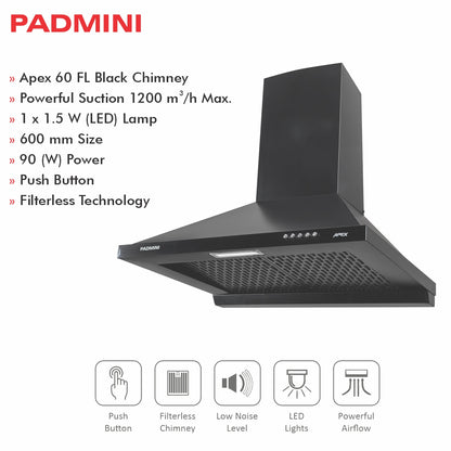 PADMINI Electric Chimney Apex 60 FL (FILTERLESS)