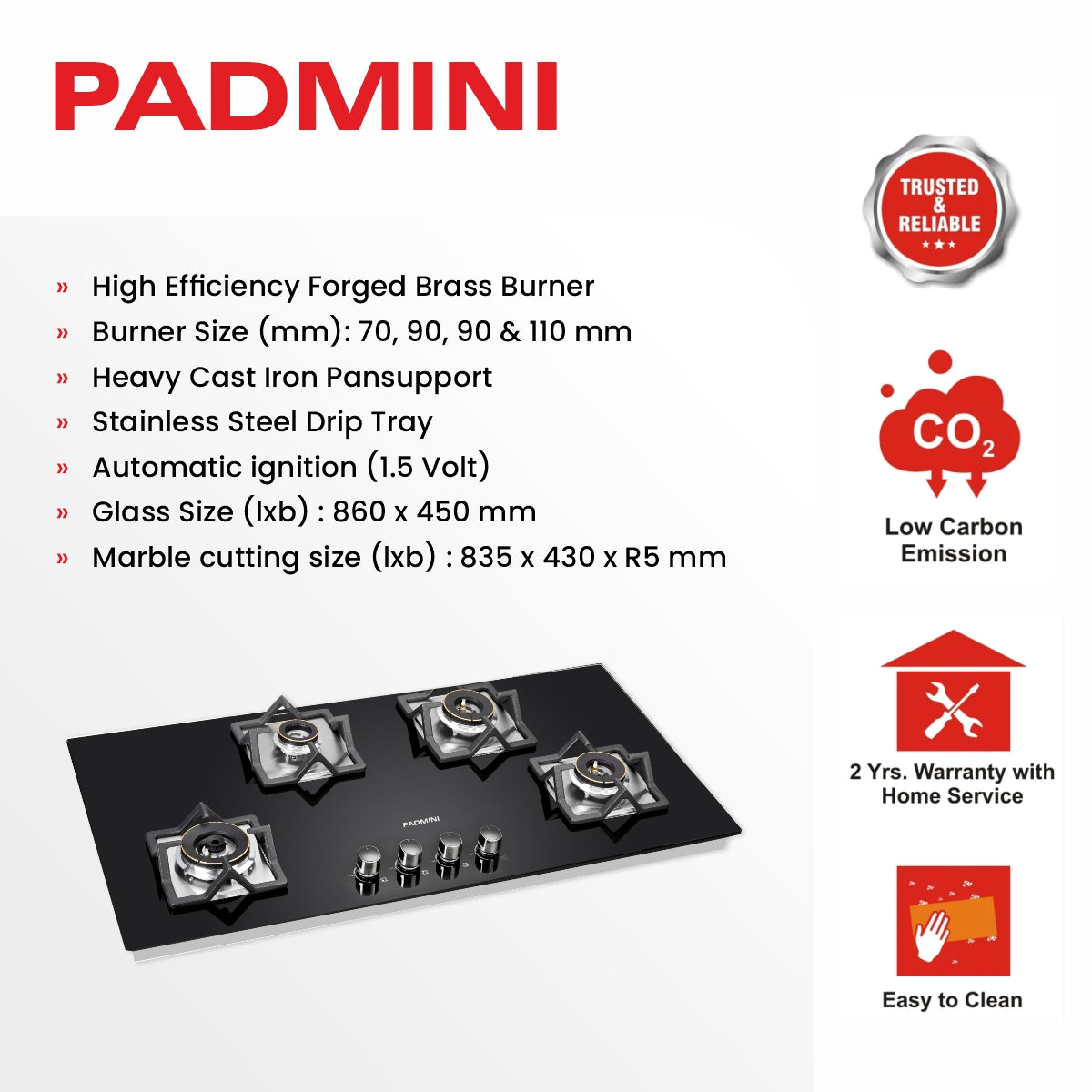 stylish 4 burner gas hob online