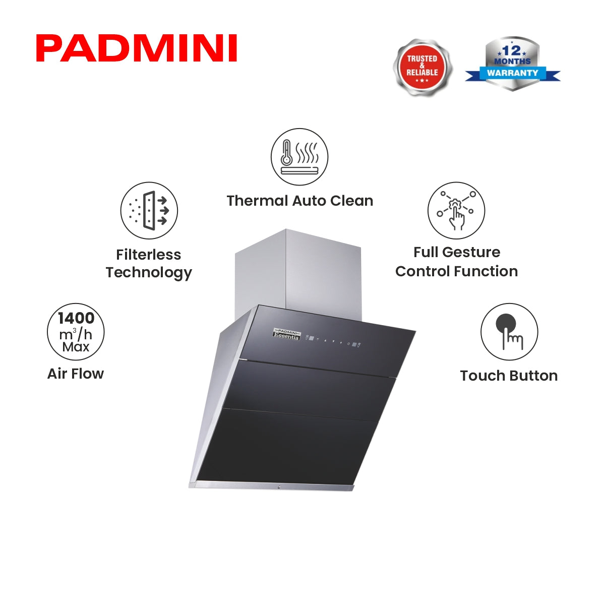 PADMINI Electric Chimney Crysta 60 3G