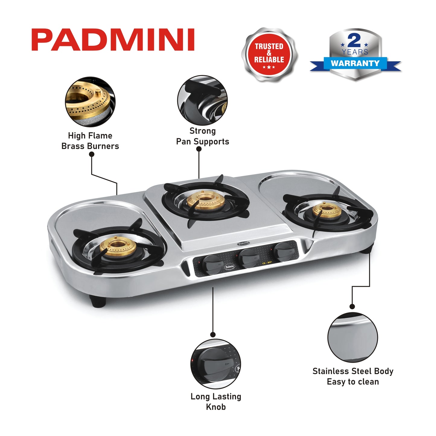 PADMINI CS-307 HF (High Flame Burner) - PADMINI APPLIANCES