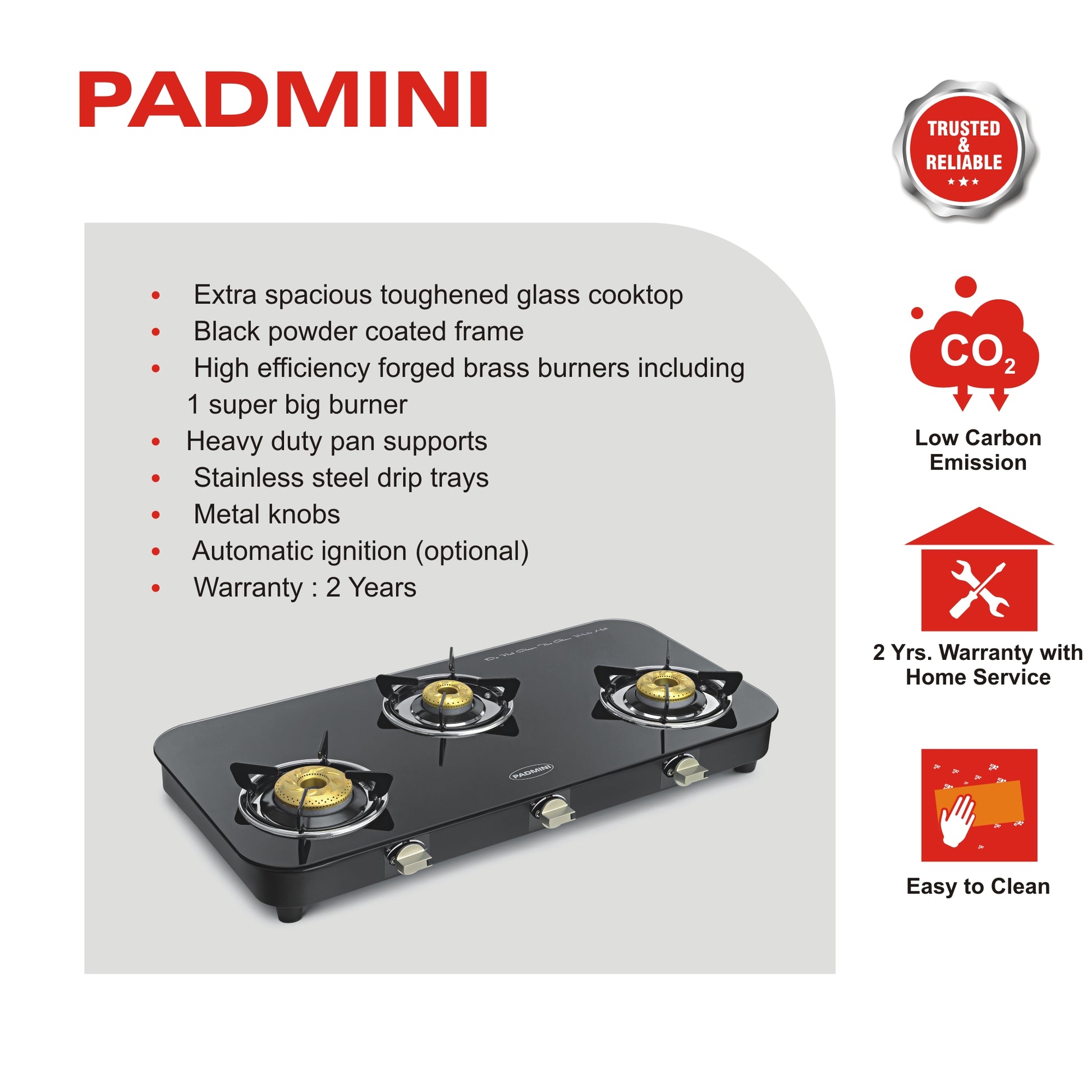 PADMINI 3 Burner 3GT DX HF (High Flame) - PADMINI APPLIANCES