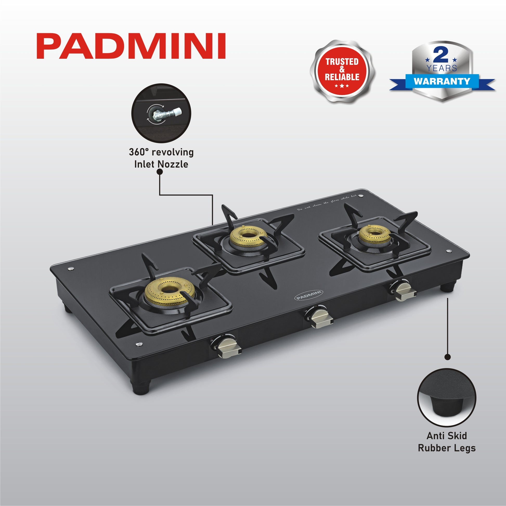 PADMINI 3 Burner Cooktop 3GT Elite - PADMINI APPLIANCES