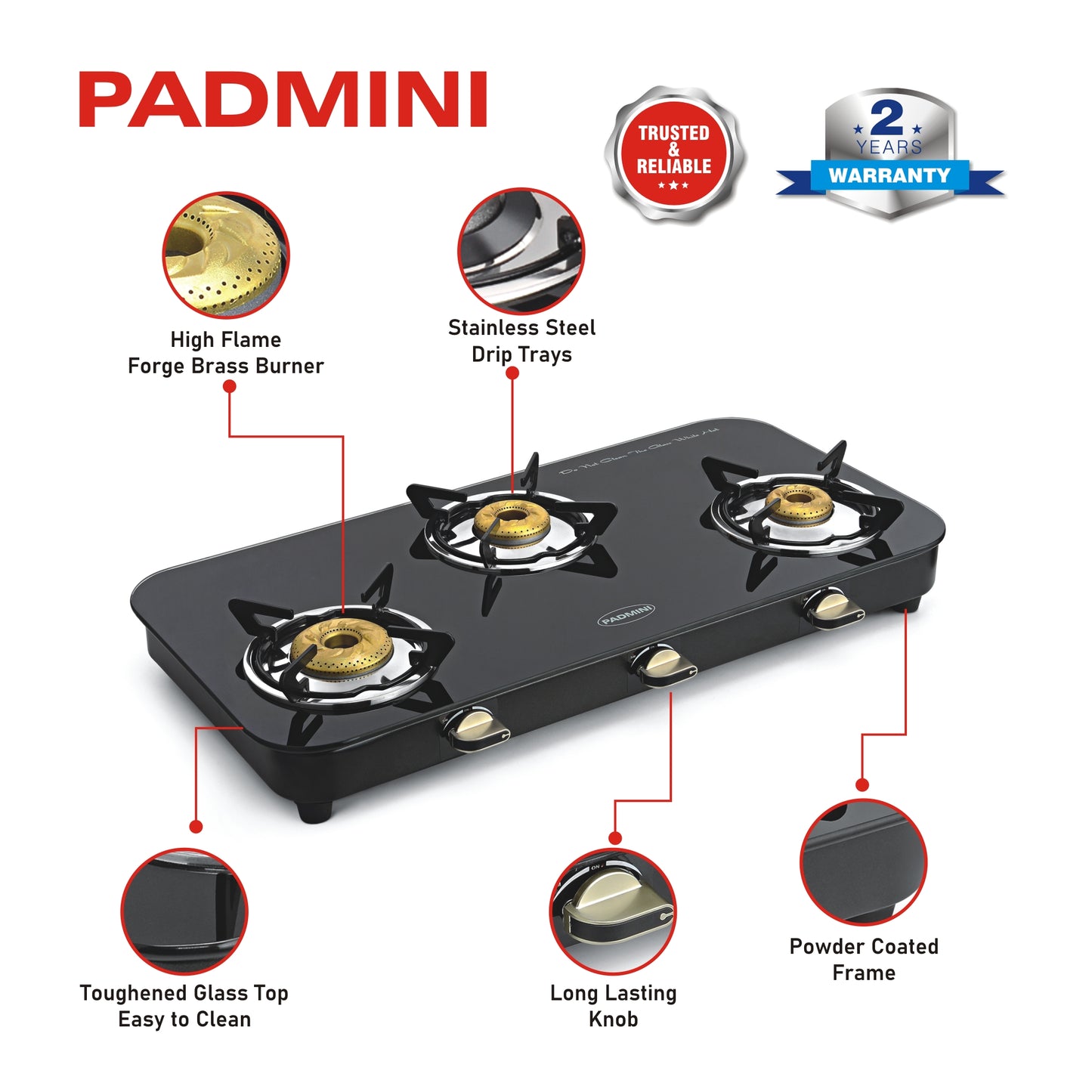 PADMINI 3 Burner 3GT Grand - PADMINI APPLIANCES