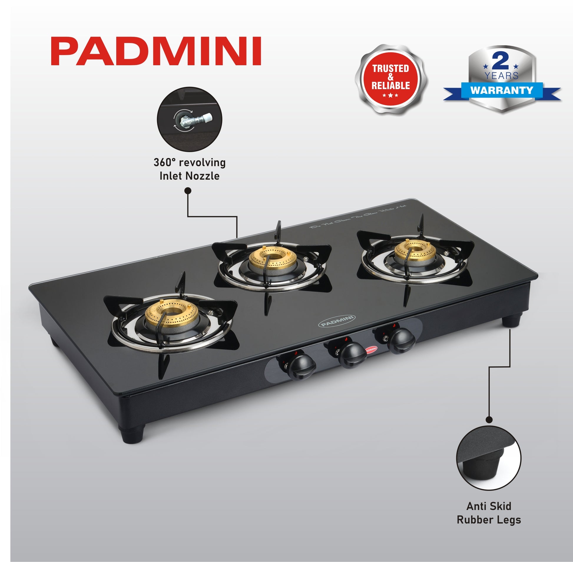 PADMINI 3 Burner 3GT Shine - PADMINI APPLIANCES