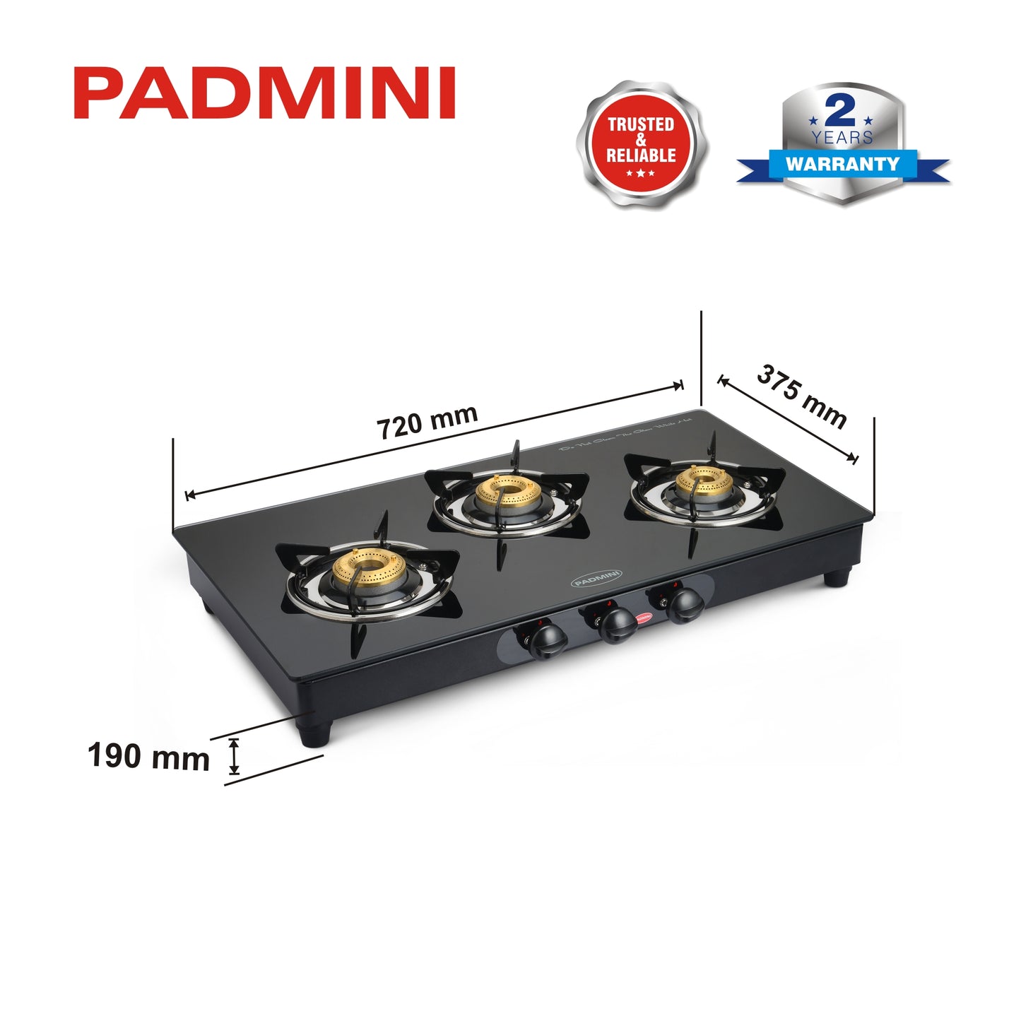 PADMINI 3 Burner 3GT Shine - PADMINI APPLIANCES