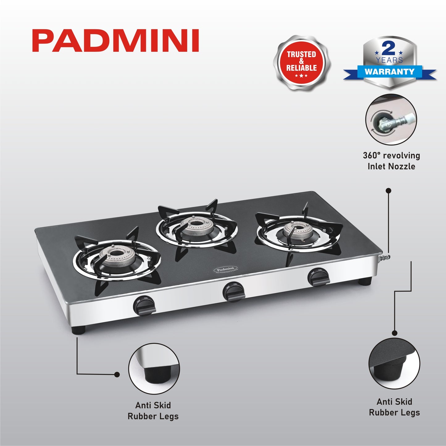 PADMINI 3 Burner 3GT Magma - PADMINI APPLIANCES