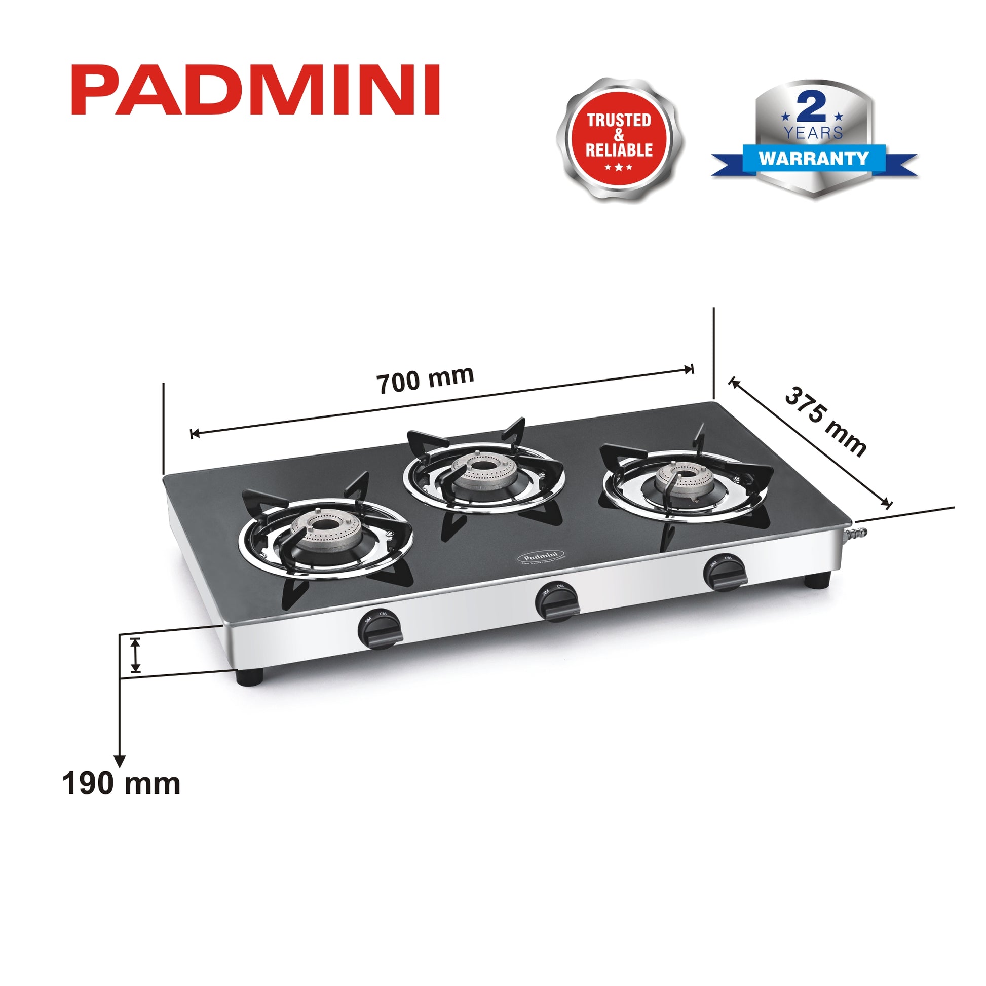 PADMINI 3 Burner 3GT Magma - PADMINI APPLIANCES