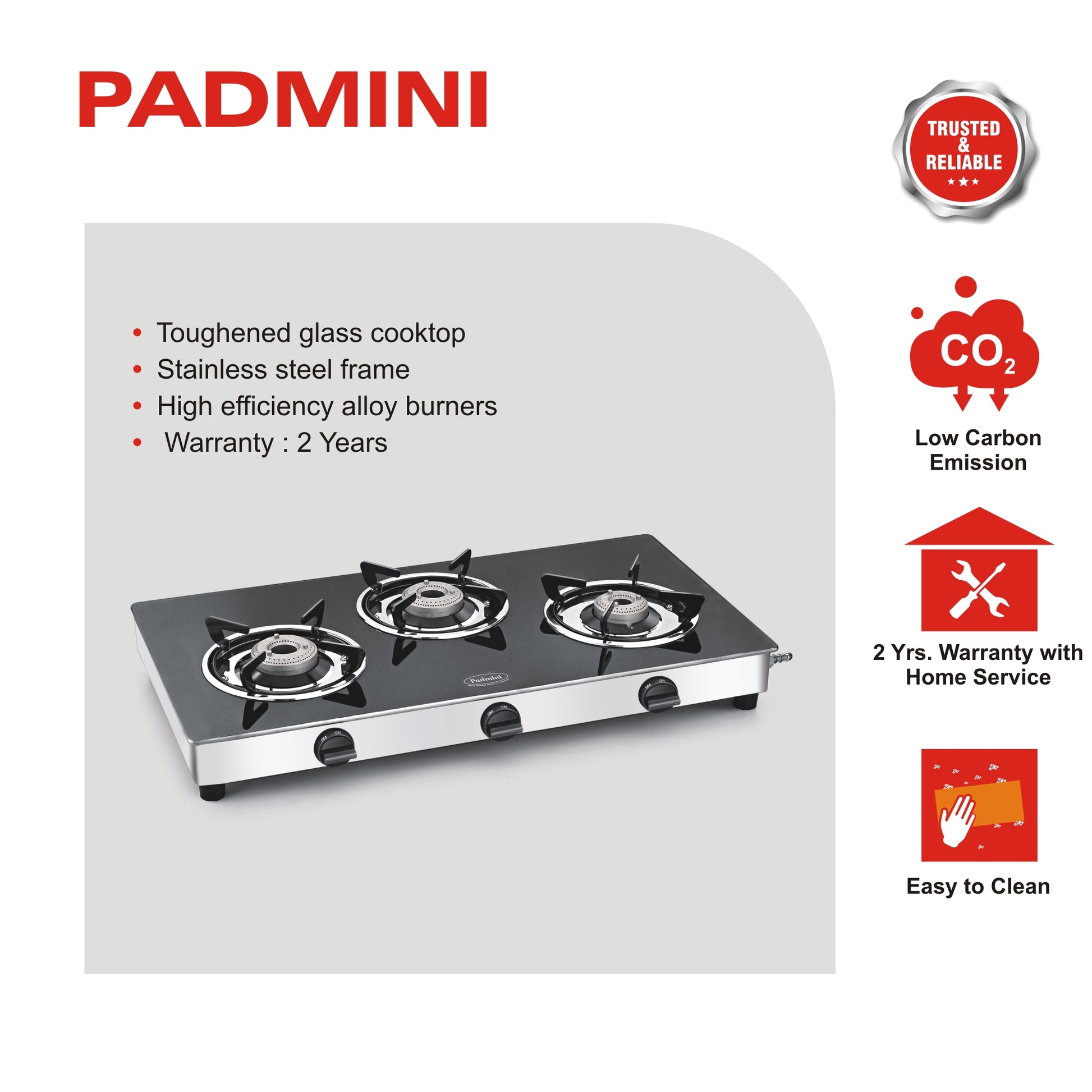 PADMINI 3 Burner 3GT Magma - PADMINI APPLIANCES