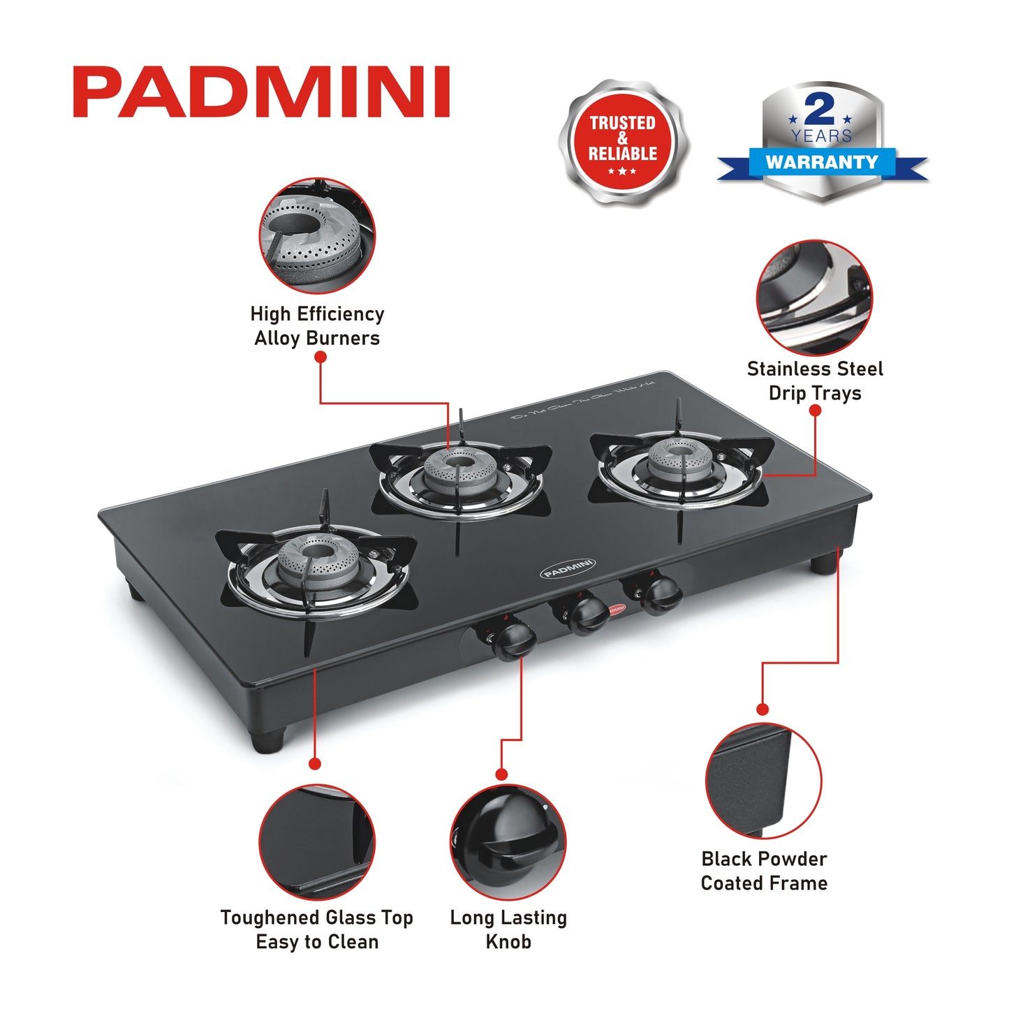 PADMINI 3 Burner 3GT Prima - PADMINI APPLIANCES