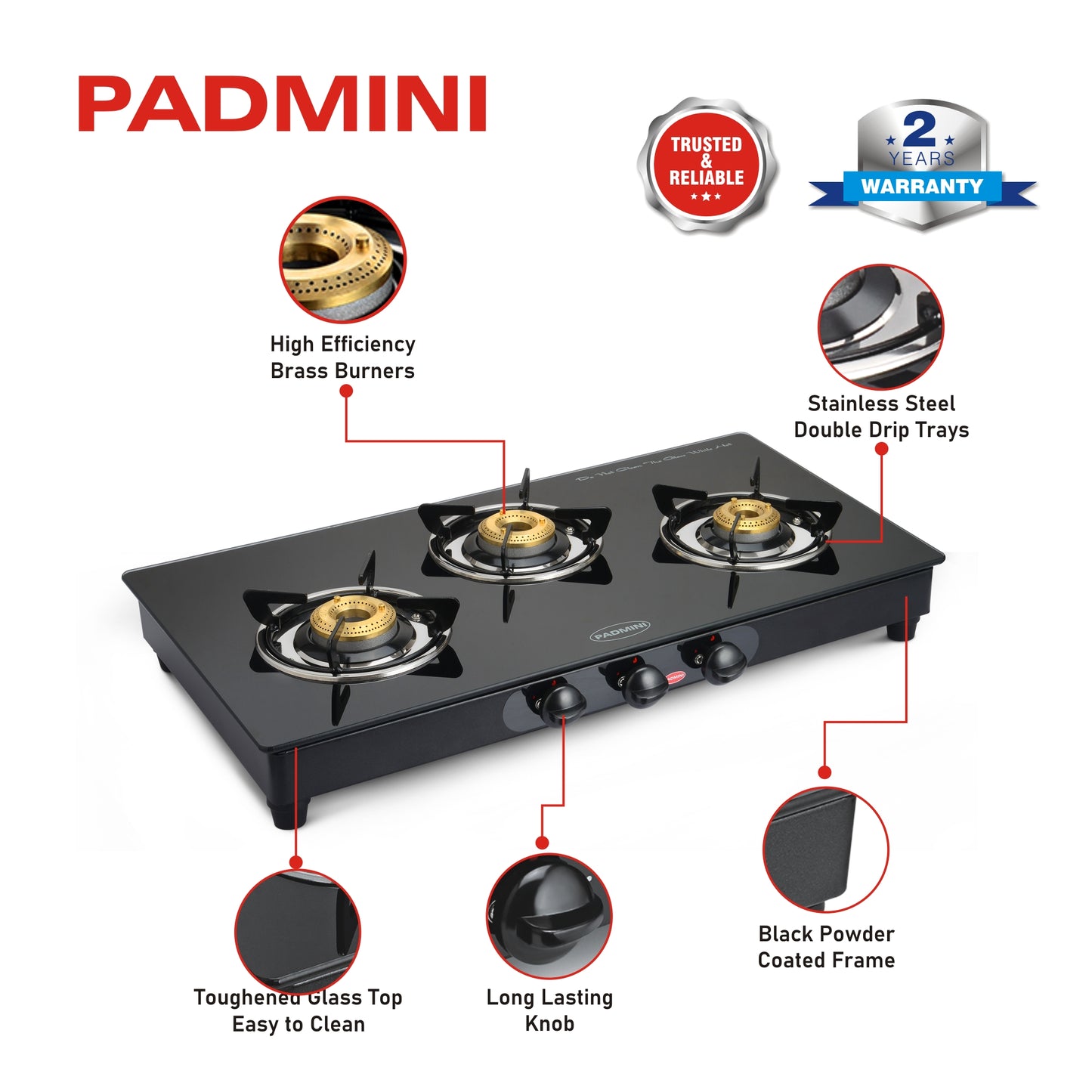 PADMINI 3 Burner 3GT Star - PADMINI APPLIANCES