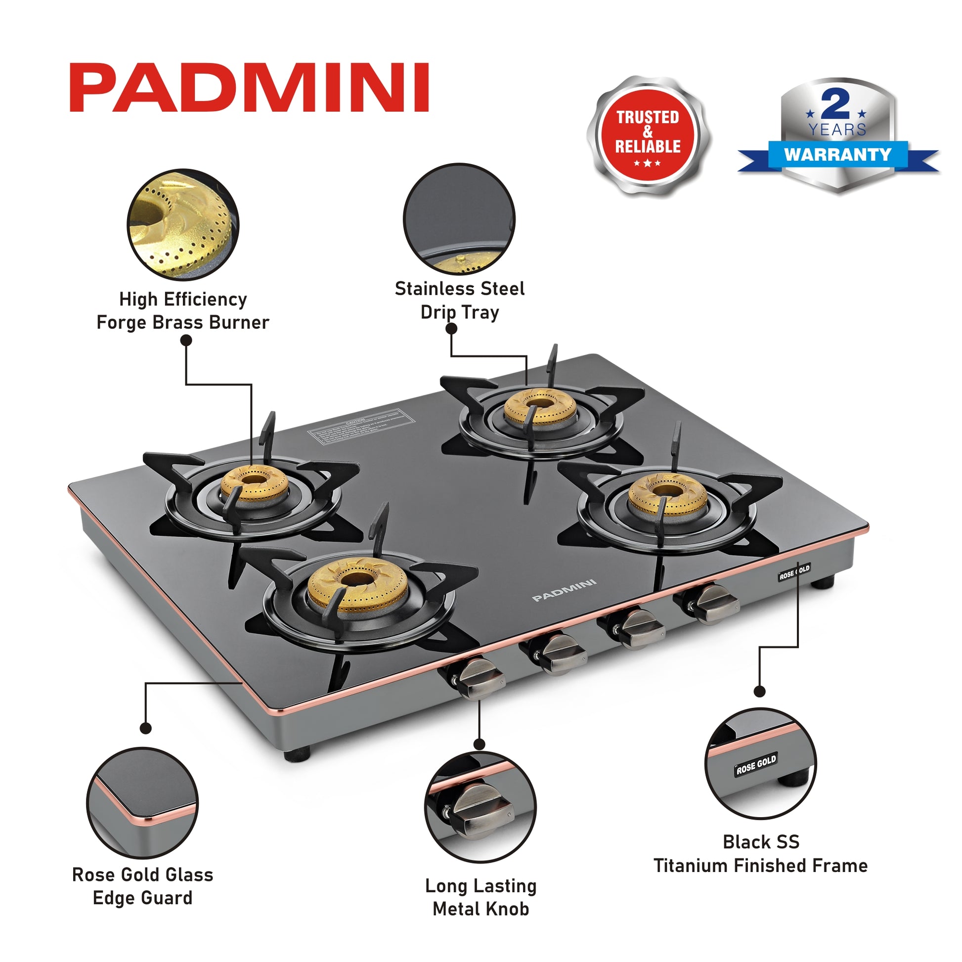 4 Burner Cooktop 4GT Rose Gold online price