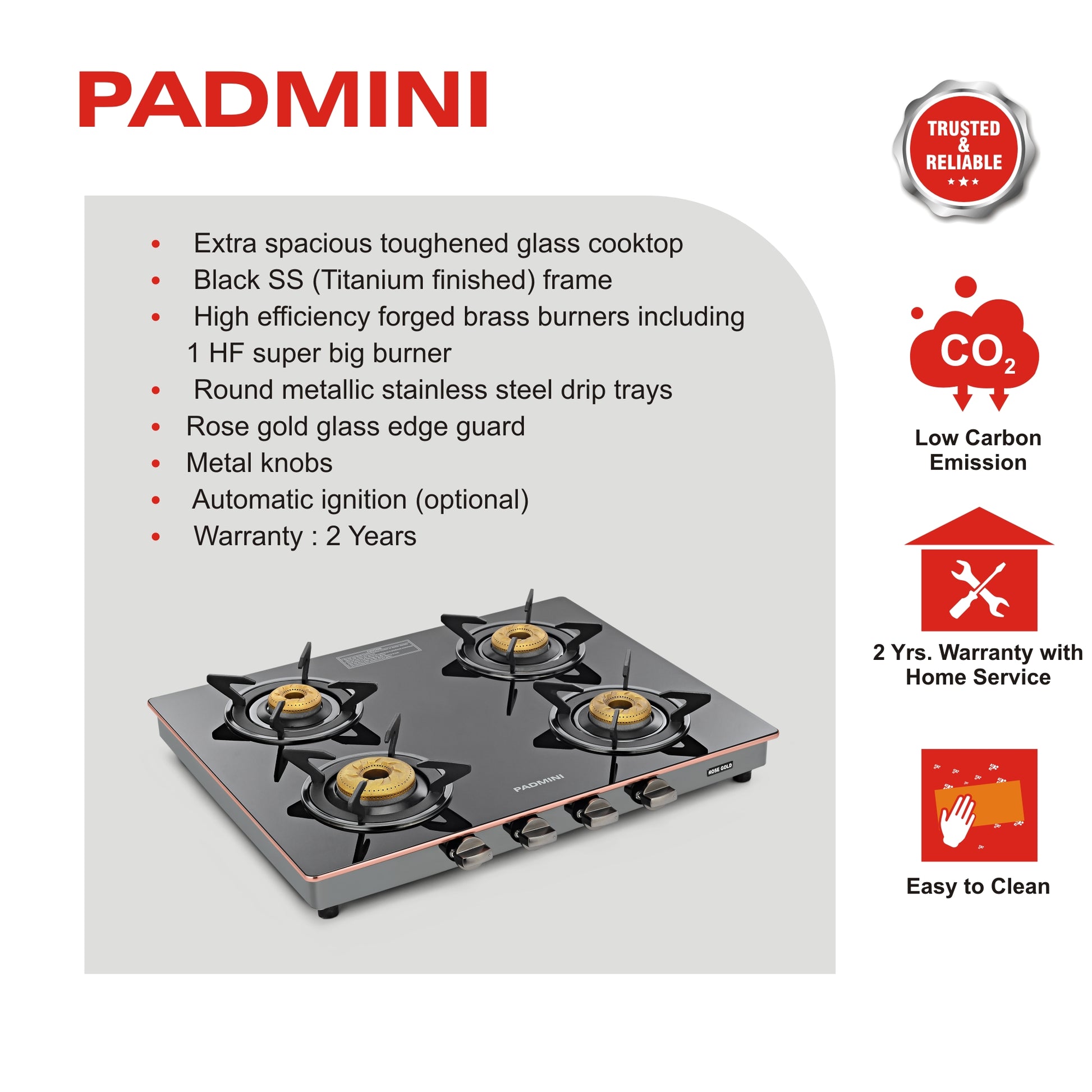 4 Burner Cooktop 4GT Rose Gold online in delhi