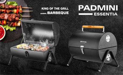 Barrel charcoal barbeque