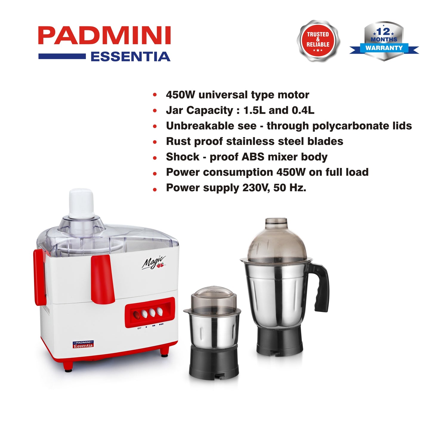 PADMINI Juicer Mixer Grinder Magic - PADMINI APPLIANCES